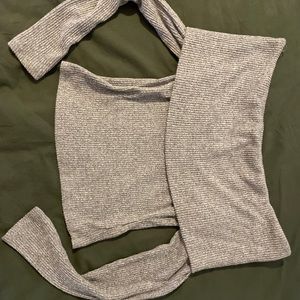 Grey off the shoulder crop top